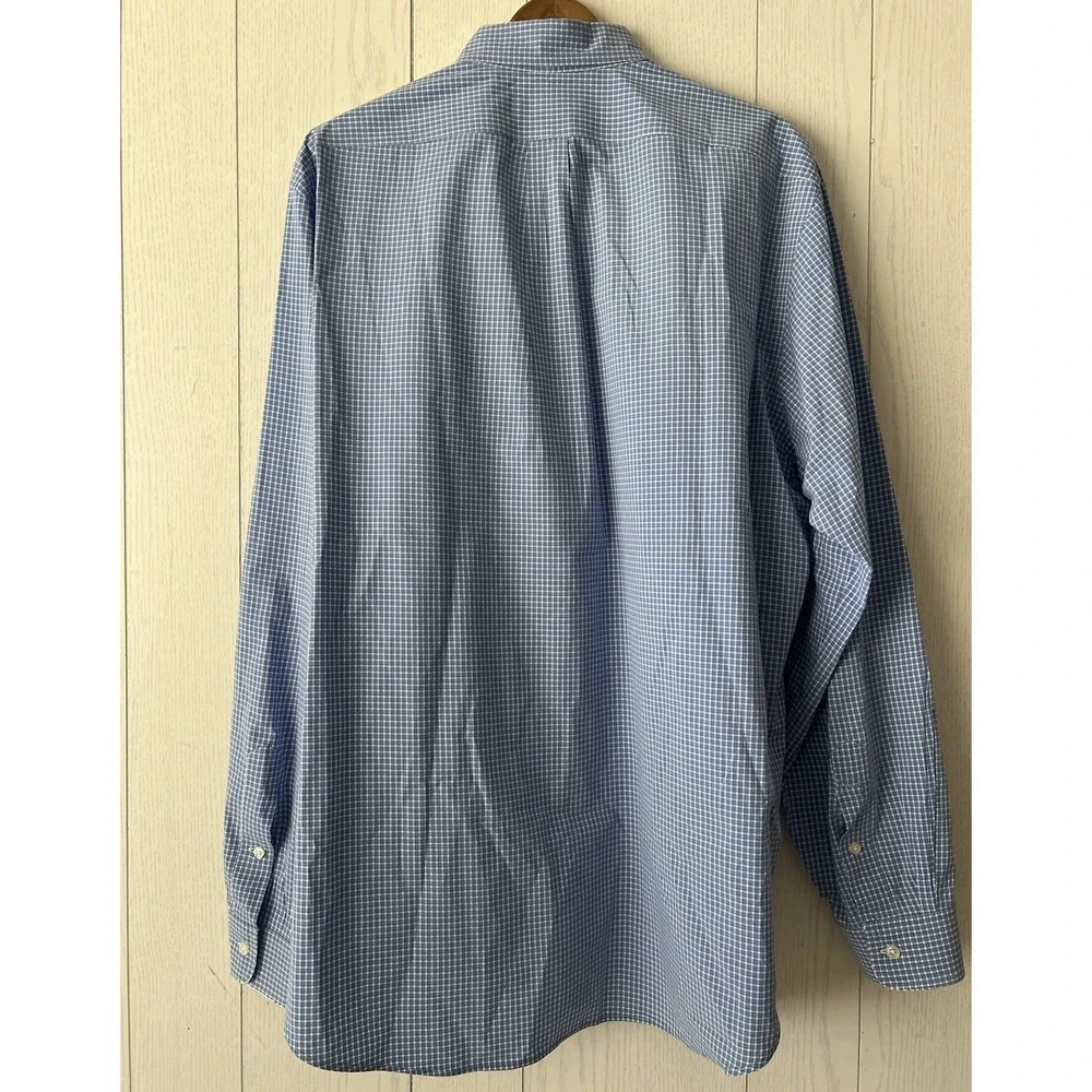 Polo Ralph Lauren Shirt Mens XXL Blue White Gingham Cotton Button Down Pony